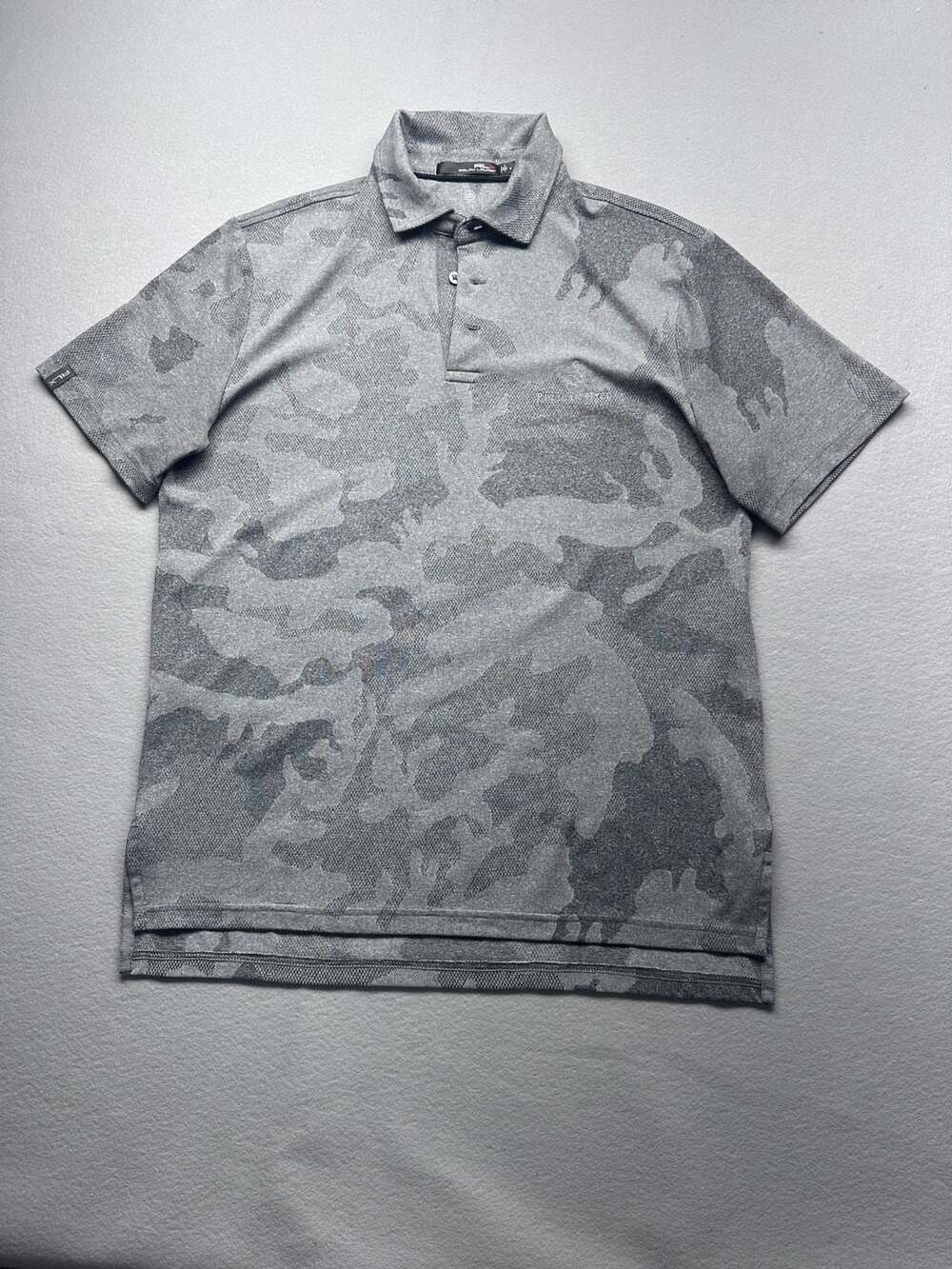RLX Ralph Lauren Pelican Hill Golf Polo Shirt Size M Grey Camo Wicking